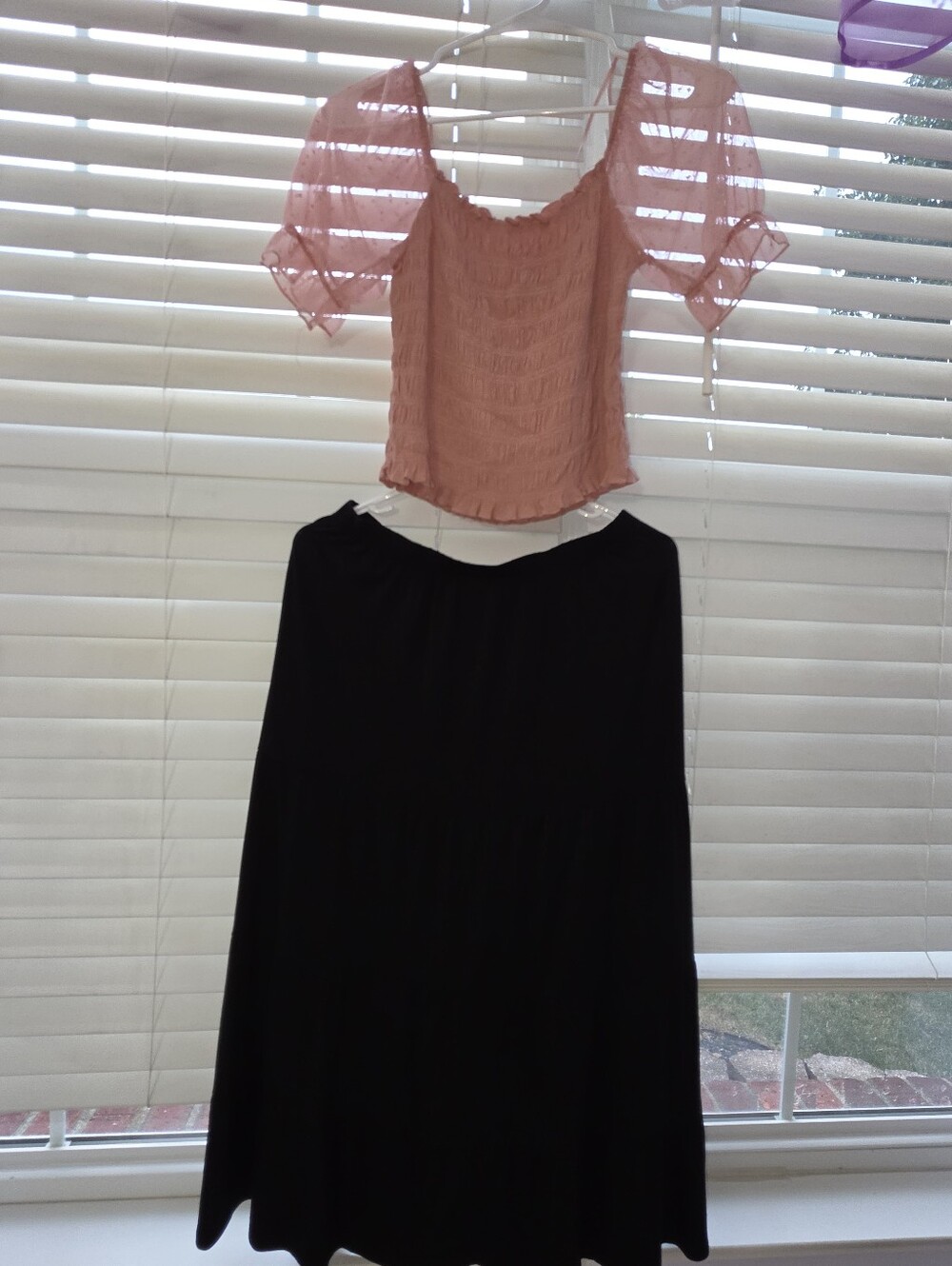 #2632, Ambiance Smocked Crop Top & Chelsea & Theodore Tiered Skirt Two-Piece SzM